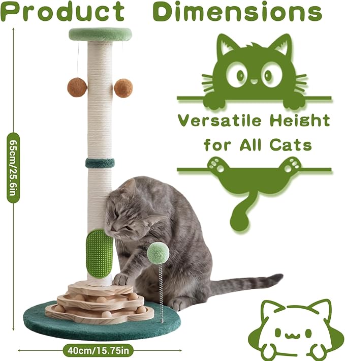 25.6inches Tall Cat Scratching Post, Cute Cat Scratching Post - Image 4