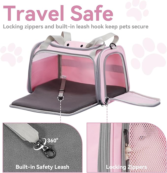Airline Approved Cat Carrier 17.5×10.5×10.5 in, Escape-Proof Design - Image 3