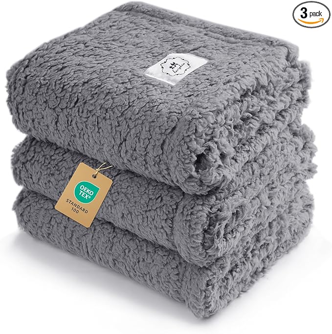 1 Pack 3 Calming Blankets Fluffy Premium Fleece Pet Blanket Soft Sherpa Throw by luciphia