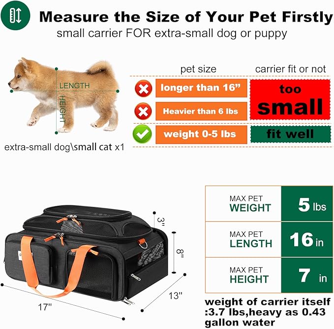 pidipiti 17x13x8 Frontier Allegiant Breeze Airlines Approved top Expandable pet - Image 3