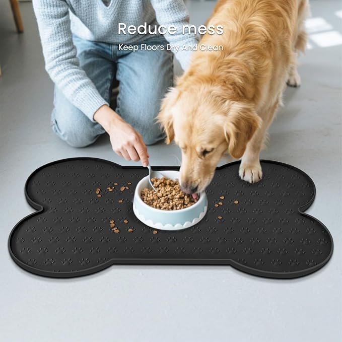 PWTAA Dog Food Mat Anti-Slip Silicone Dog Bowl Mat Thicker Pet Placemat - Image 8