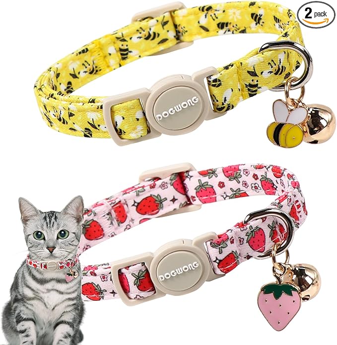 2 Pack Bee Cat Collars Breakaway by DOGWONG