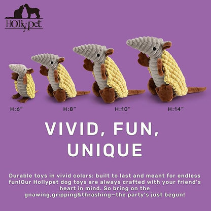 Hollypet Plush Dog Squeaky Toy Stuffed Armadillo Animal Pet Puppy Chew Toys - Image 2