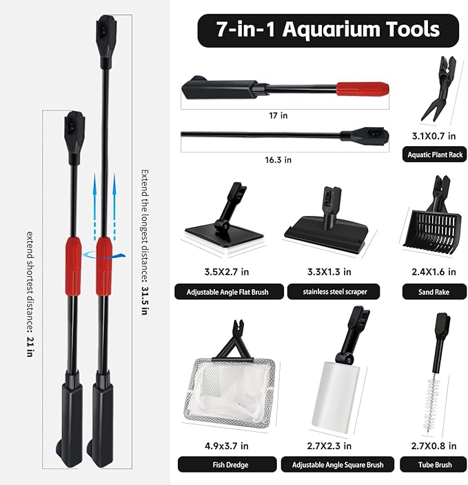 FISORAS Aquarium Cleaning Tools, 7 in 1 Fish Tank Cleaning Kit - Image 4
