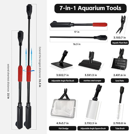 FISORAS Aquarium Cleaning Tools, 7 in 1 Fish Tank Cleaning Kit - Image 4