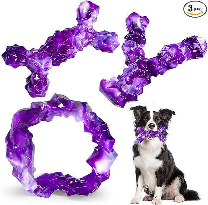 WOWBALA 3 Pack Dog Chew Toys for Aggressive Chewers, Indestructible Dog Toy for by WOWBALA