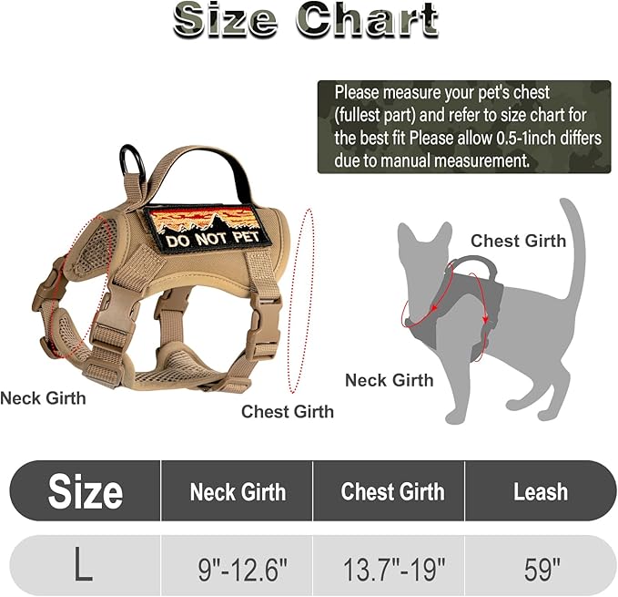 Tactical Cat Harness for Walking, Adjustable Escape Proof Pet Vest for Large Cat - Image 6