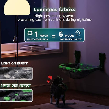 JUNSPOW Cat Window Perch Cordless, Glow in The Dark & Stable Cat Beds- - Image 2