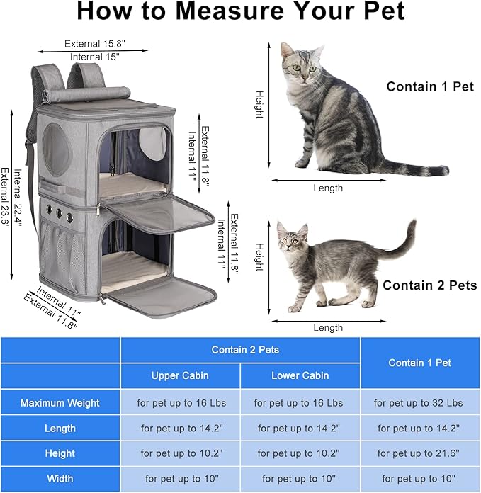 2-in-1 Extra Large Double Pet Carrier Backpack - Image 6