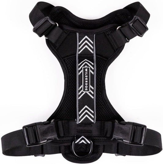 Wilderdog Lightweight Dog Harness with Reflective Straps - Medium - Black