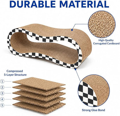 2 in 1 Large Cardboard Cat Scratcher Lounger, Cat Scratching Board - Image 7