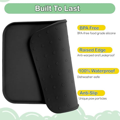 100% Waterproof Silicone Pet Feeding Mat, Warped Resistant Raised Edge BPA-Free - Image 2