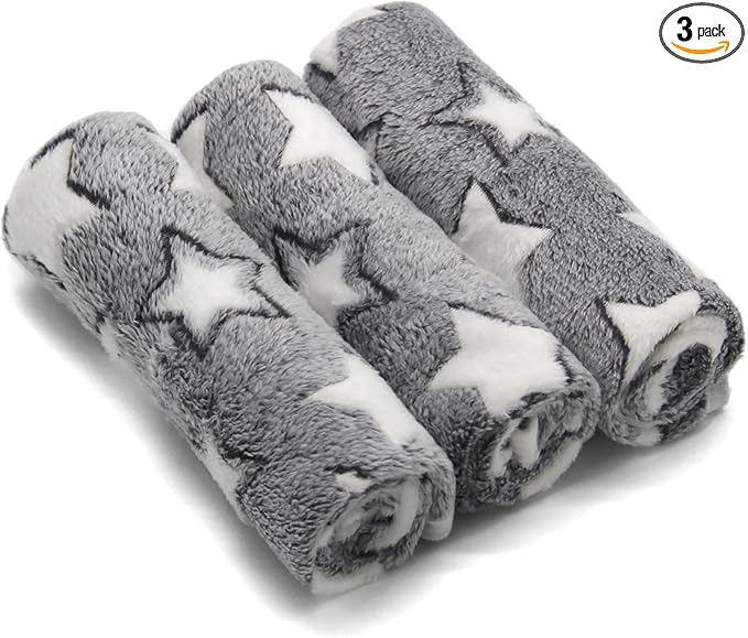 1 Pack 3 Puppy Blankets Cat Dog Blankets Super Soft Warm Sleep Mat Grey Star by SORKUT