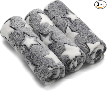 1 Pack 3 Puppy Blankets Cat Dog Blankets Super Soft Warm Sleep Mat Grey Star by SORKUT