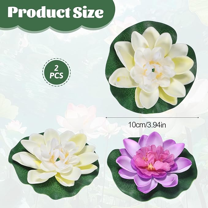 2PCS 10CM/3.94Inch Birdbath Fountain Accessory, Artificial Floating Foam Lotus - Image 2
