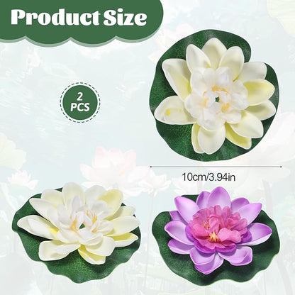 2PCS 10CM/3.94Inch Birdbath Fountain Accessory, Artificial Floating Foam Lotus - Image 2