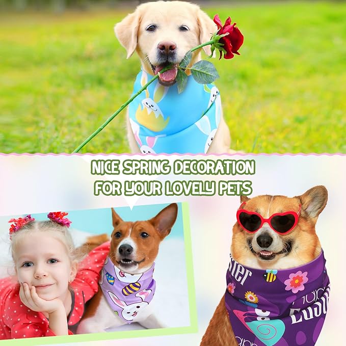 Huhumy 150 Pcs Easter Dog Bandanas Bulk Pet Bibs Colorful Triangle Scarf Pet - Image 5