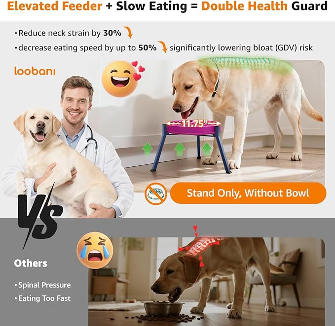 LOOBANI Elevated Dog Bowl Stand: Adjustable Width Anti-Slip Raised Dog Bowl - Image 5