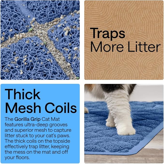 GORILLA GRIP Cat Litter Box Mat, Cushioned Coil Mesh Litter Trapping Mats - Image 3