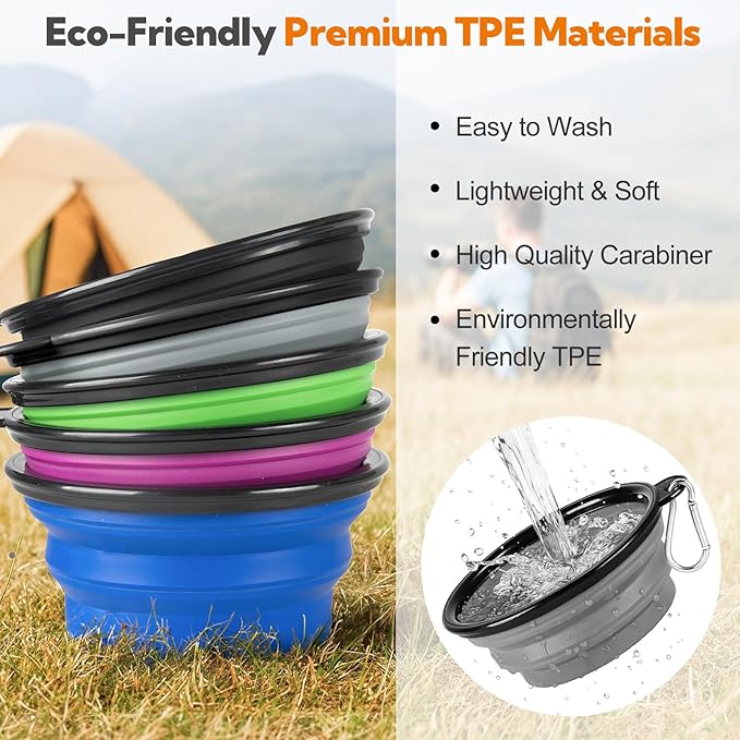 Dog Bowl Collapsible, 2 Pack Portable Foldable Travel Water Bowl Food Dishes - Image 6