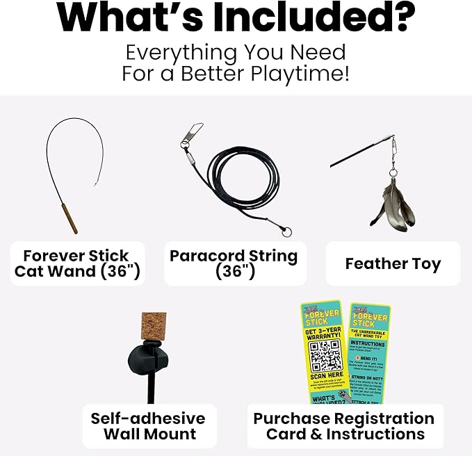 Forever Stick - The Unbreakable Cat Wand Toy, Durable Cat Toy Wand, Extra Long - Image 6