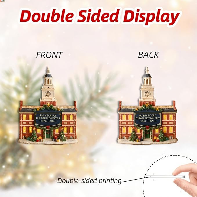 6 Pcs USA 250th Anniversary Ornaments 2D Acrylic Patriot Memorial Ornament - Image 3