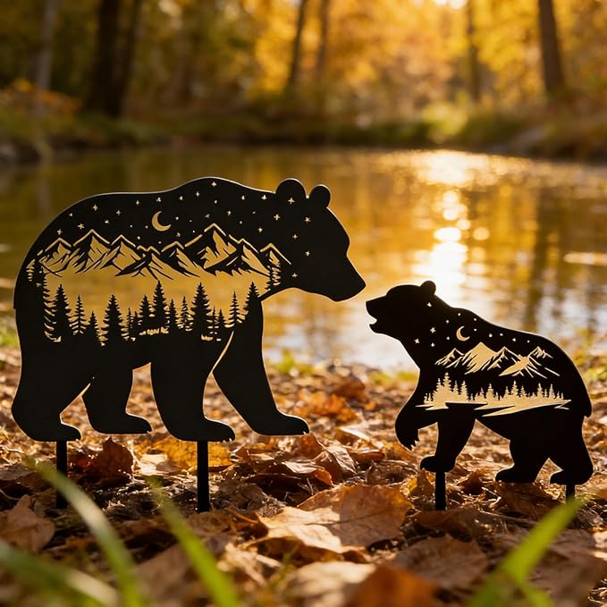 Rngmsi Black Bear Metal Garden Stakes Decor, Bear Gifts - Image 7