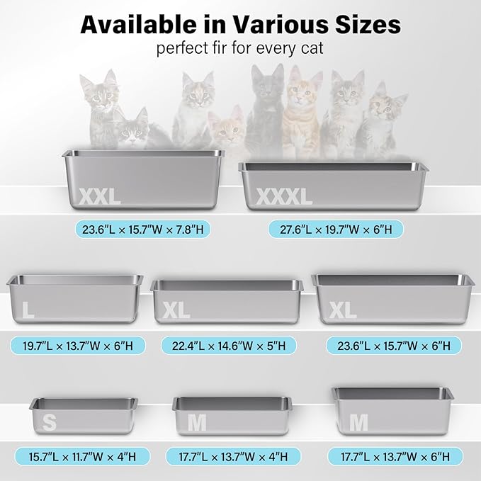 Stainless Steel Litter Box, Non Stick No Smell, Steel Litterbox - Image 6