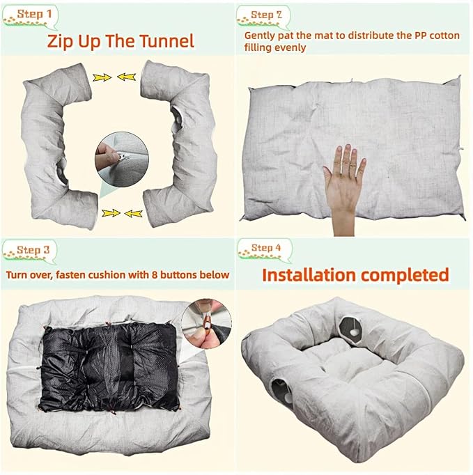 XxingSheep 4 Cave Premium Hemp Fabric XL Cat Tunnel Bed - Image 5