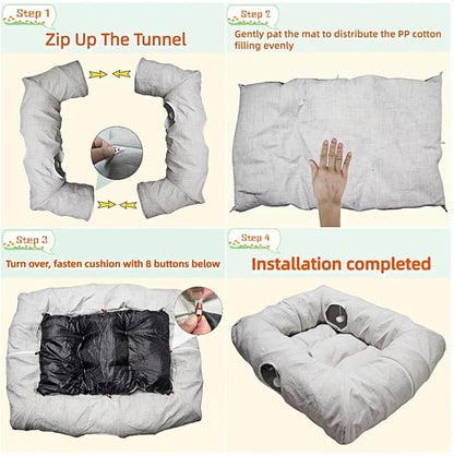 XxingSheep 4 Cave Premium Hemp Fabric XL Cat Tunnel Bed - Image 5