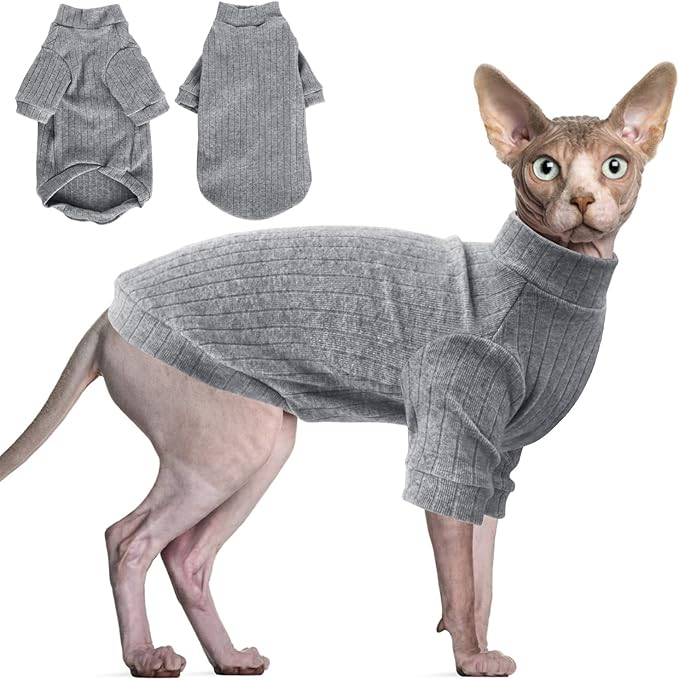 Idepet Sphynx Hairless Cats Sweater Shirt Kitten Soft Puppy Clothes Pullover by Idepet