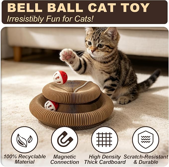 2-Pack Cat Pad Scratcher Toys, Magic Organ Cat Toy & Kitty Curls Cat Toy - Image 2