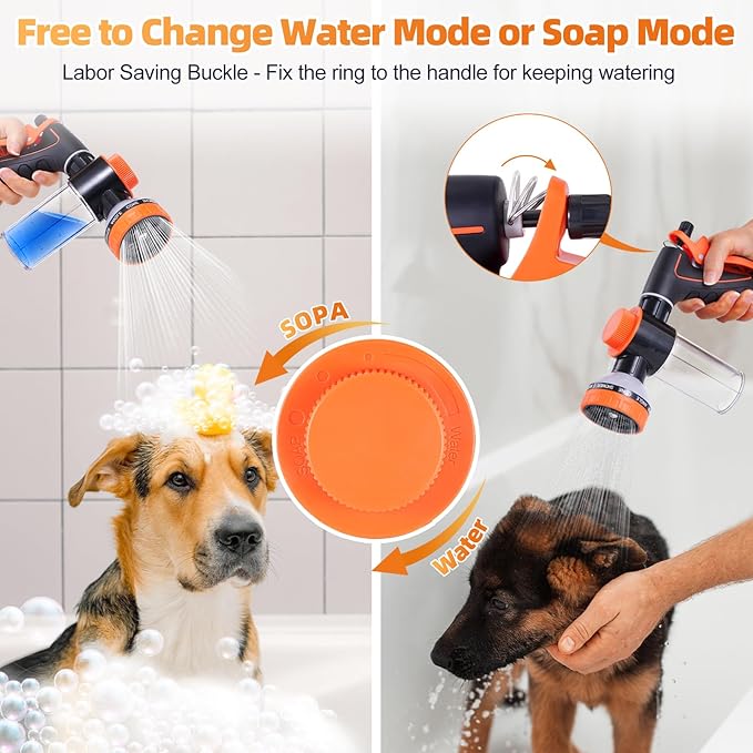 Dog Shower Attachment with Metal 3-Way Shower Diverter & 10inches Shower Hose - Image 5