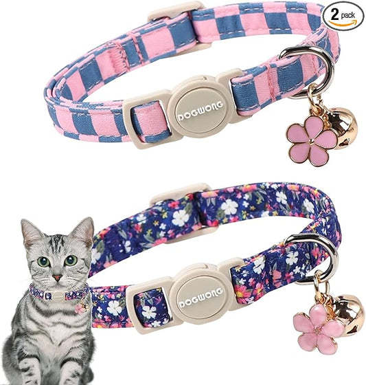 2 Pack Flower Cat Collars Breakaway by DOGWONG