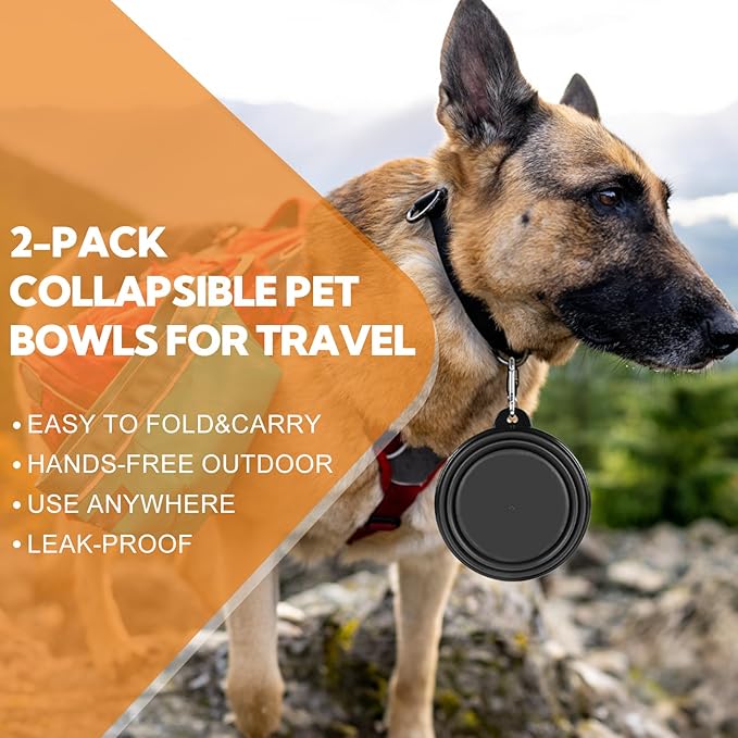Dog Bowl Collapsible, 2 Pack Portable Foldable Travel Water Bowl Food Dishes - Image 5
