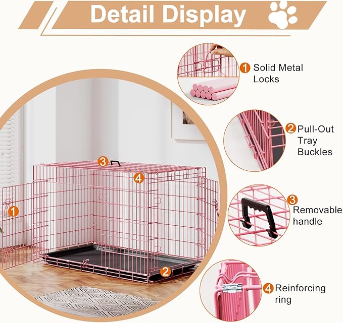 FDW XL Dog Crate 48inch Dog Cage Foldable Metal Kennel - Image 3
