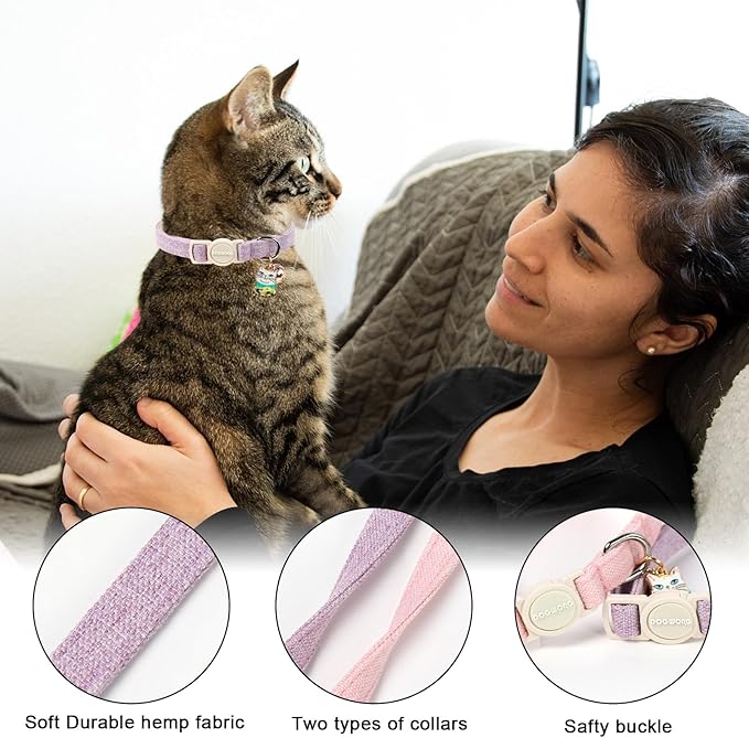 2 Pack Pink Purple Cat Collars Breakaway - Image 2