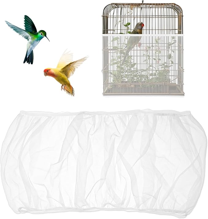 Trinkrittey Bird Cage Seed Catcher White Bird Cage Net Cover Adjustable Birds by Unknown