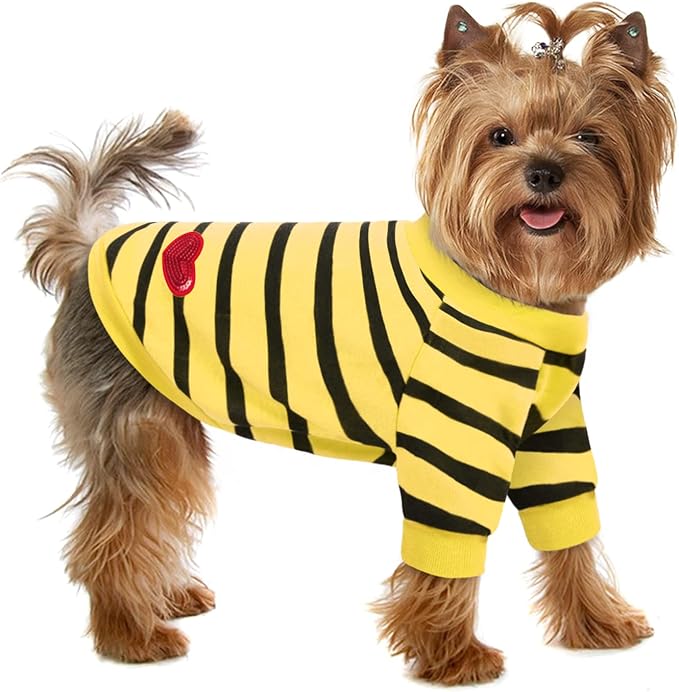 Pet Dog Striped T-Shirt Dogs Cats Cotton Vest Spring Summer Pet Apparel Tee by PREFERHOUSE