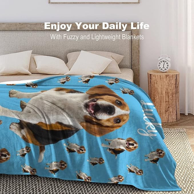Personalized Dog Portrait Blanket Using Pet Photo & Name Custom Pet Memorial - Image 3