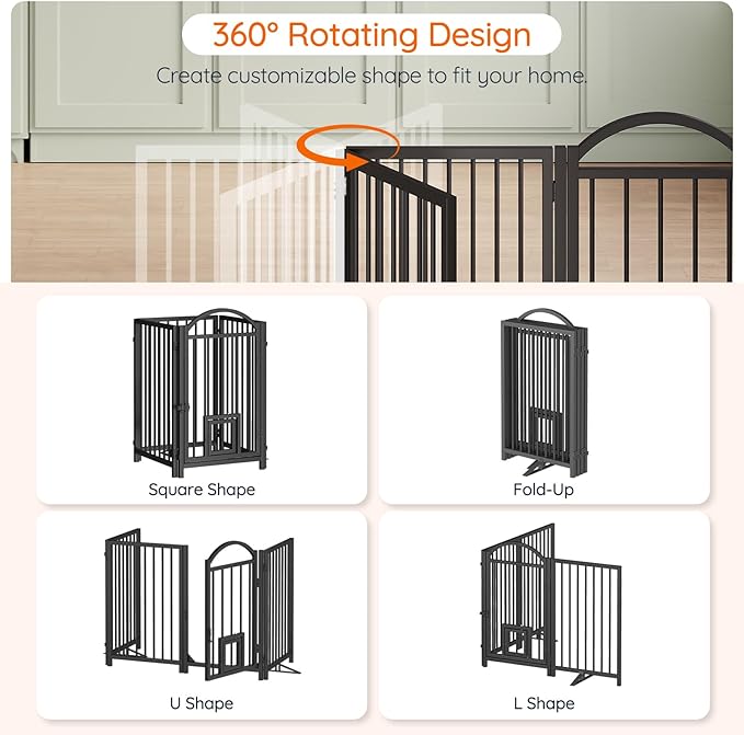 HOOBRO 4 Panel Freestanding Dog Gate - Image 6
