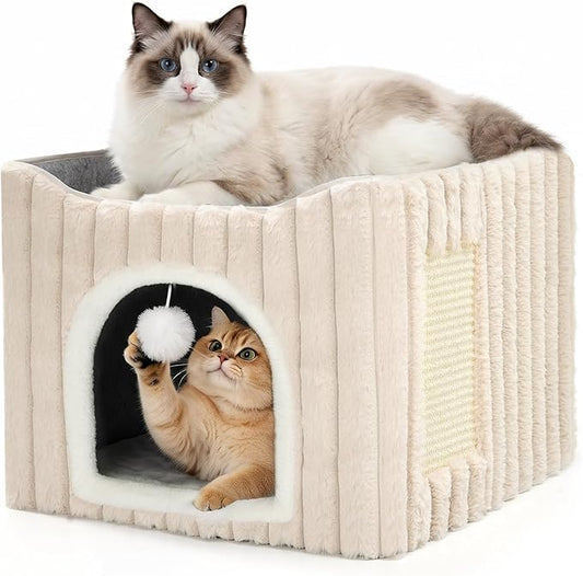 Avont Cat Houses for Indoor Cats, Foldable 3-in-1 Cat Cave Bed by Avont