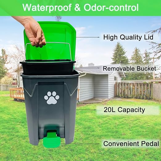 20L Dog Poop Trash Can Outside - Image 2