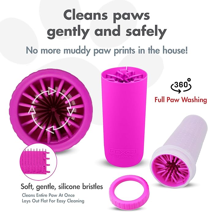 Dexas MudBuster Portable Large Dog Paw Cleaner, Fuchsia - Image 2