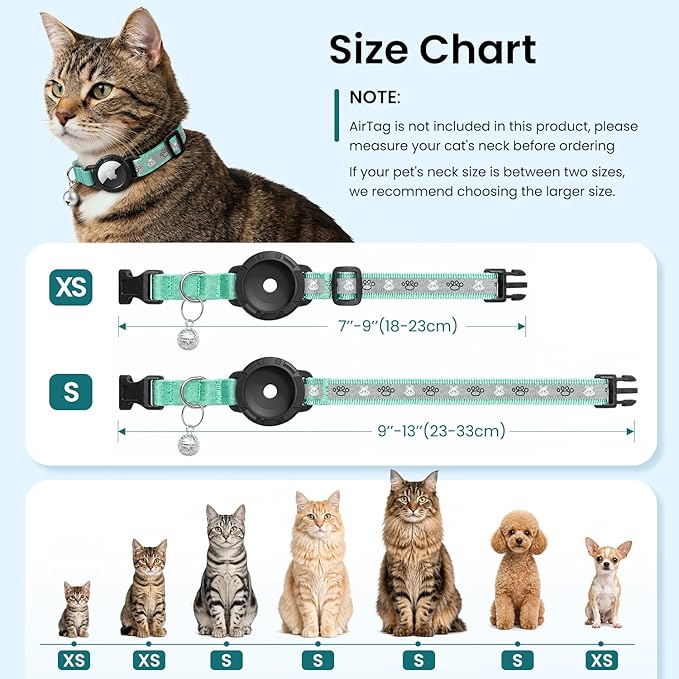 Reflective AirTag Cat Collar, Integrated Cat Tracker Collar - Image 7