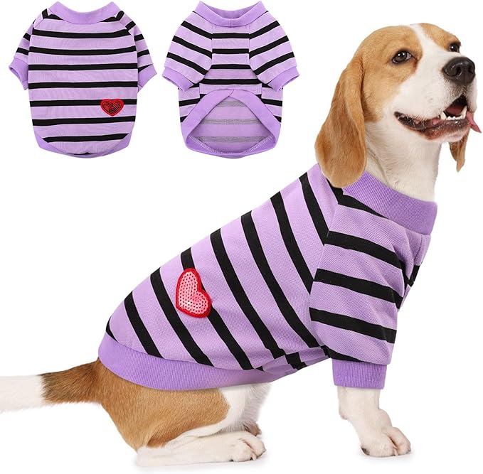 Dog Shirts for Large Dogs, Striped T-Shirts Dog Vest Pet Apparel Tee Shirts by PREFERHOUSE