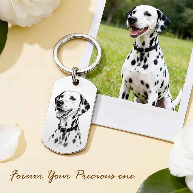 Custom Dog or Cat Portrait Keychain, Personalized Photo Engraved Keychains - Image 4