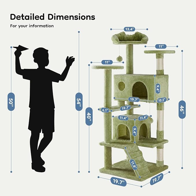 DUMOS 54-inch Indoor Cat Tree Tower –Multi-Level Pet House - Image 7