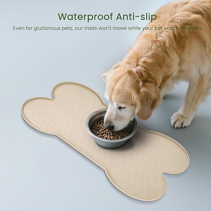 PWTAA Dog Food Mat Anti-Slip Silicone Dog Bowl Mat Thicker Pet Placemat - Image 3