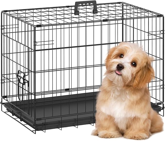 BestPet | Dog Crate | 24" | Black | Foldable Metal Kennel by BestPet